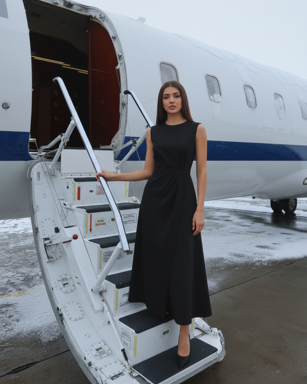 Black Wrap belt Dress - Refined elegance in a timeless silhouette