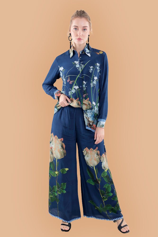 Midnight Floral Silk Co-ord set