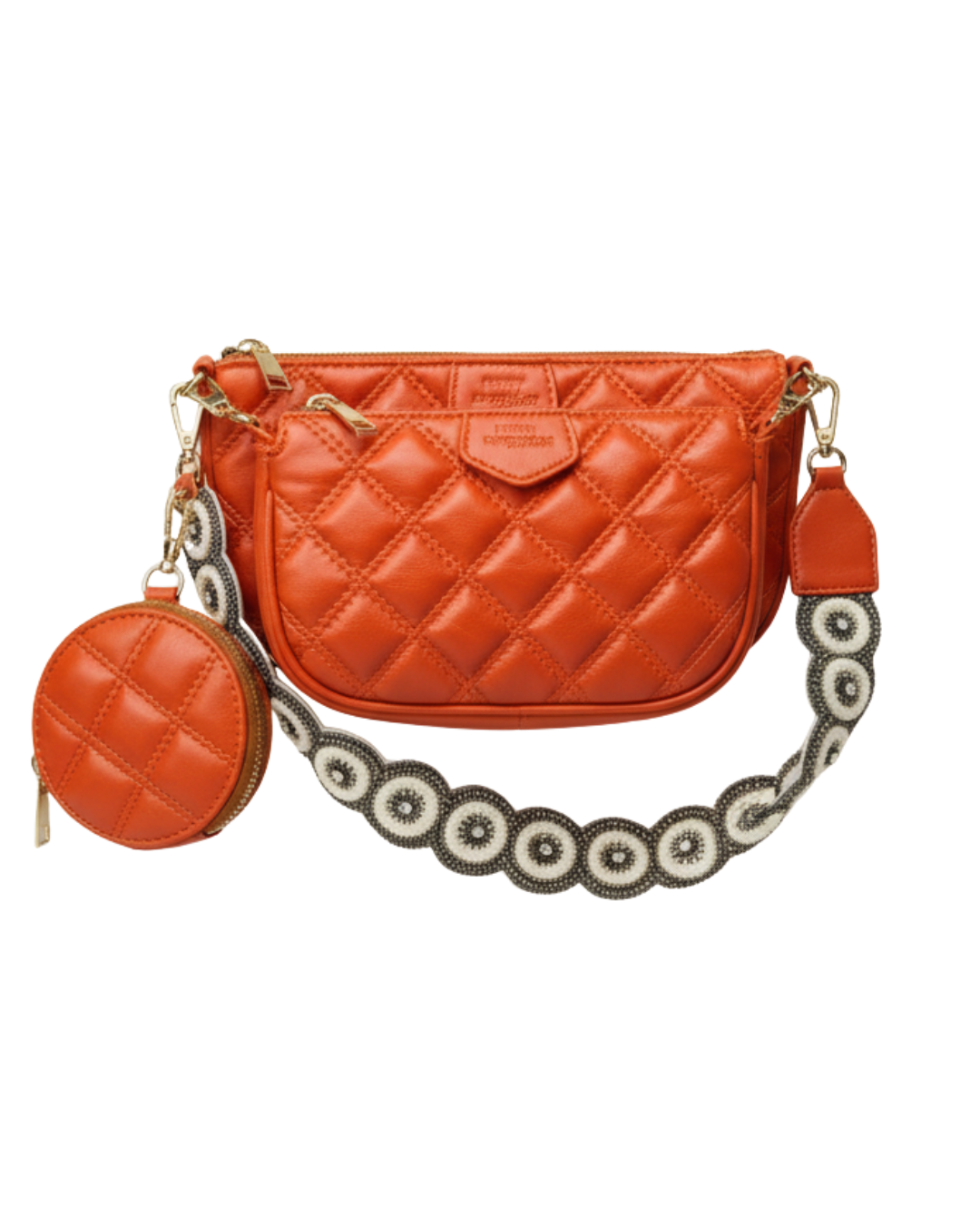 Orange Embroidered Combo Sling Bag