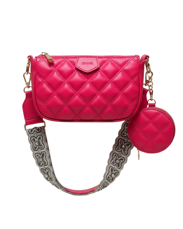 Pink Embroidered Combo Sling Bag