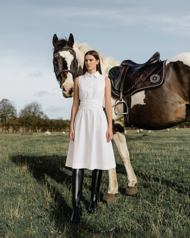 White Dress with Back Tie-Up - Polished minimalism for every occasion