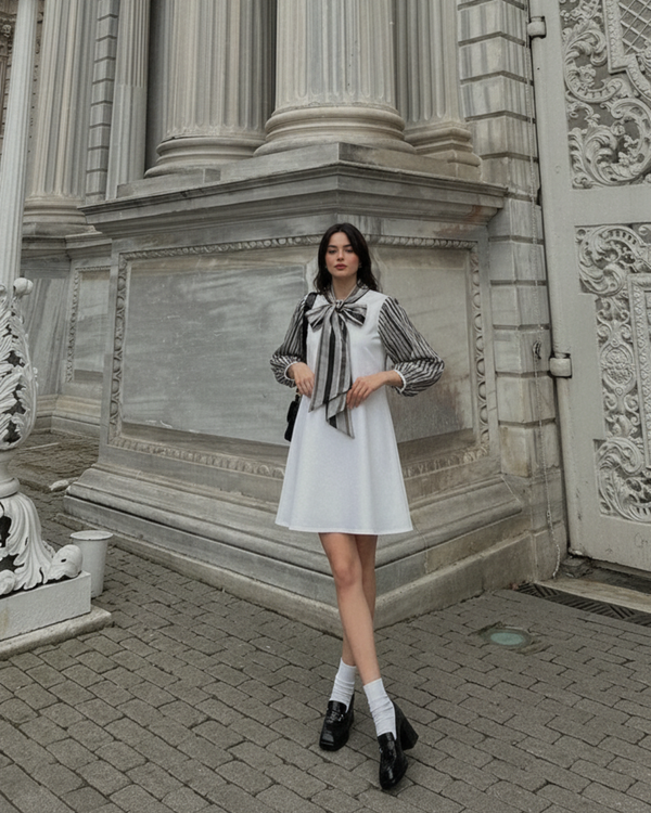 Bow Neckline Dress