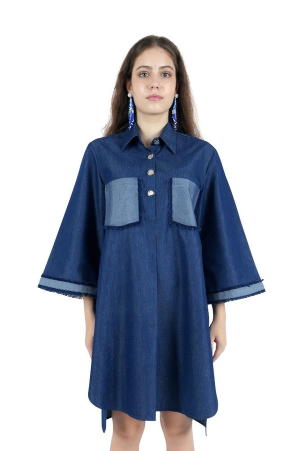 Denim Oversized Midi Shirt Dress