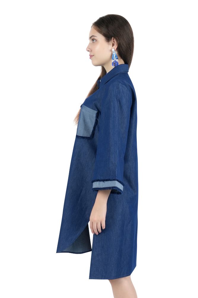 Denim Oversized Midi Shirt Dress