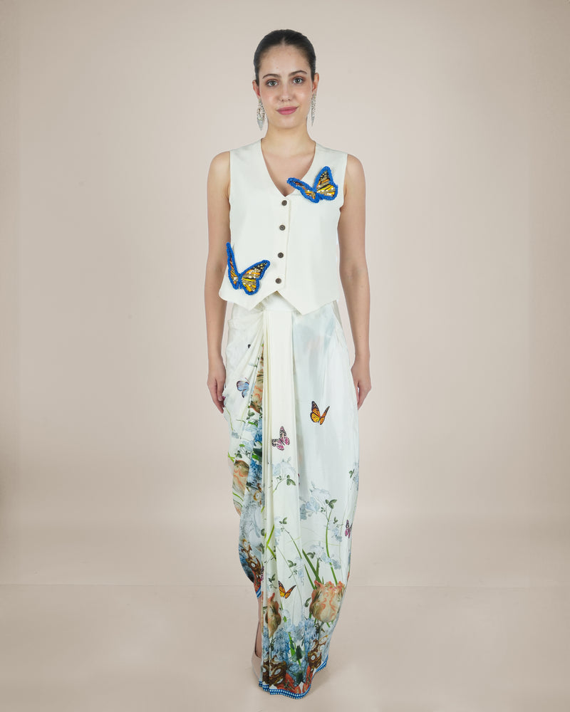 Butterfly Blossom Waistcoat and Draped Skirt