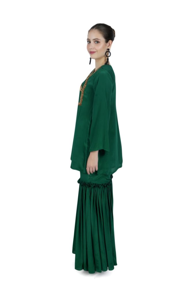 Green Silk Kurta Garara Set