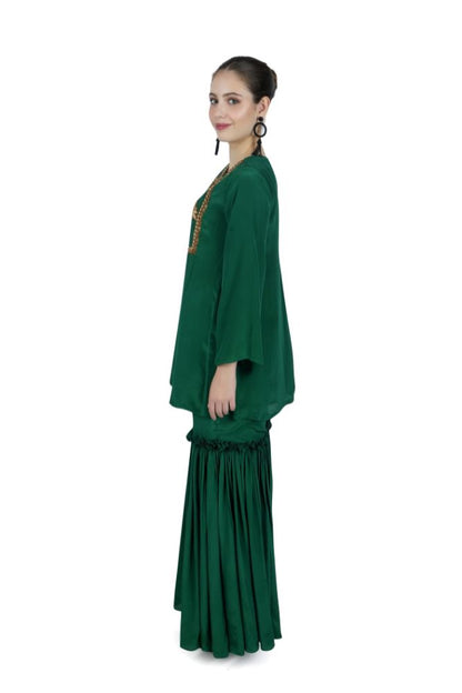 Green Silk Kurta Garara Set