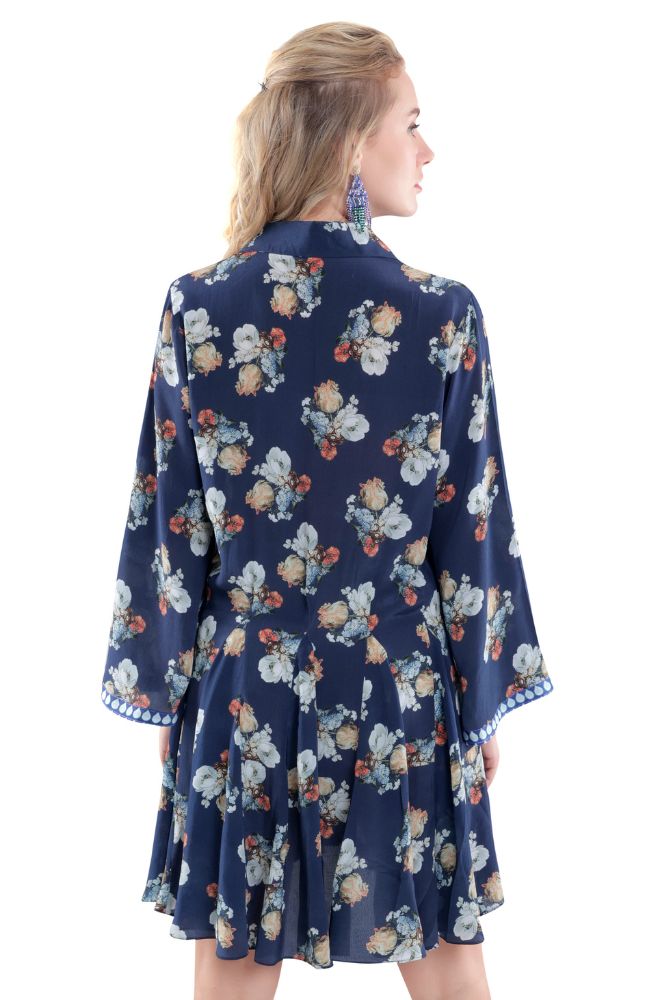 Pleated Floral Shirt Dress