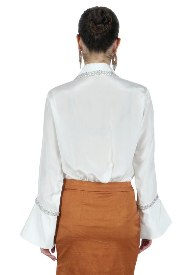 Gem Embellished Silk Shirt