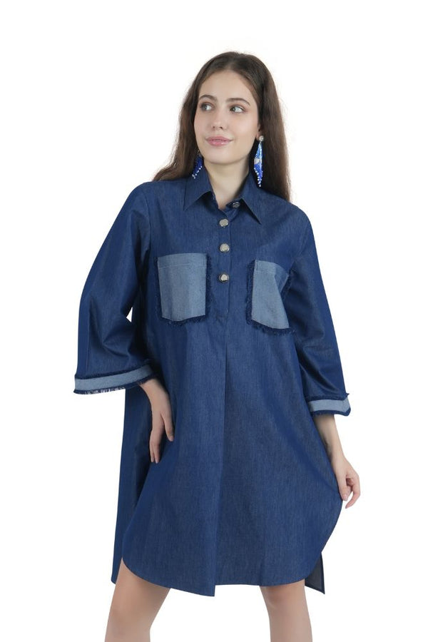 Denim Oversized Midi Shirt Dress