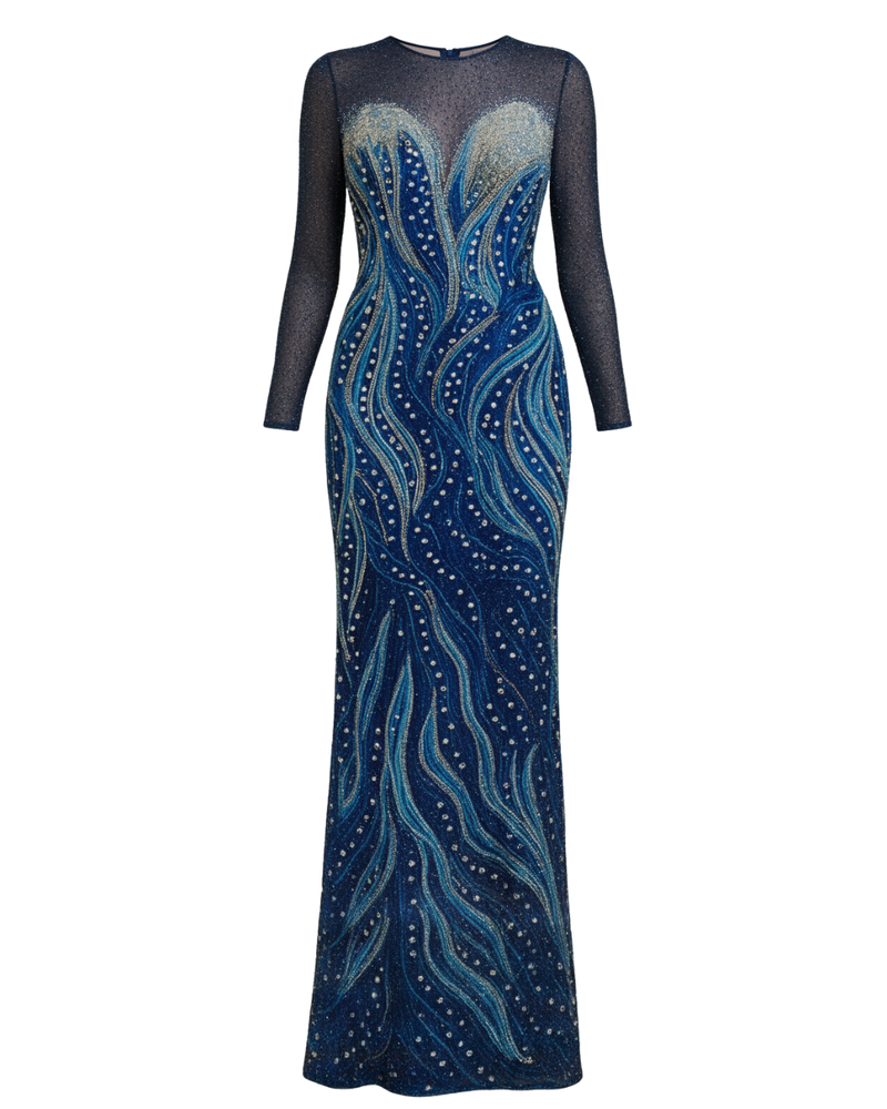 Blue Dynasty Flame Gown