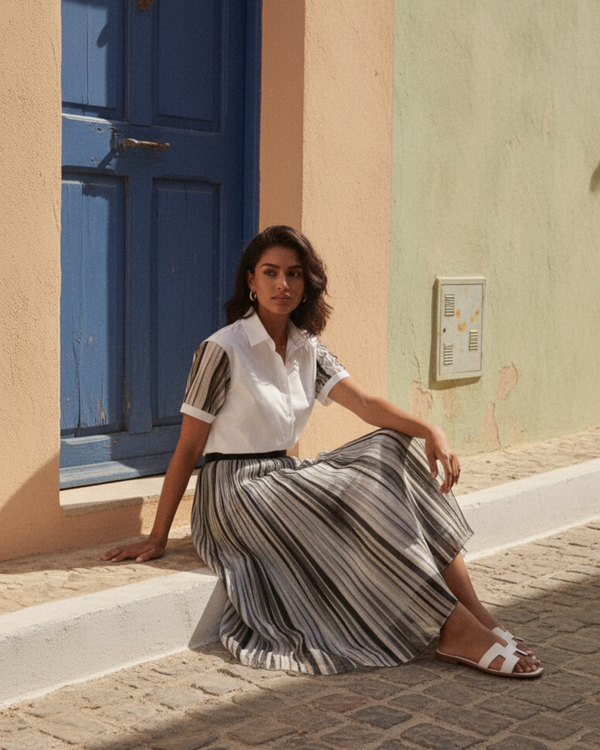 Organza Pleated Midi Dress