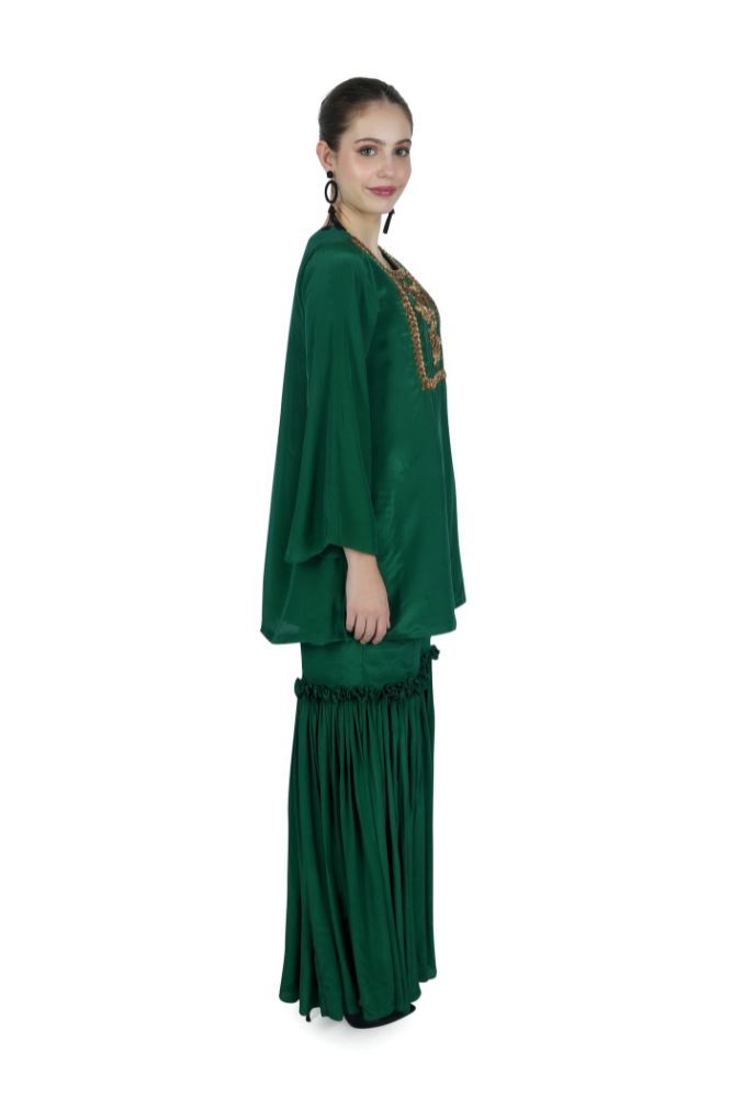 Green Silk Kurta Garara Set