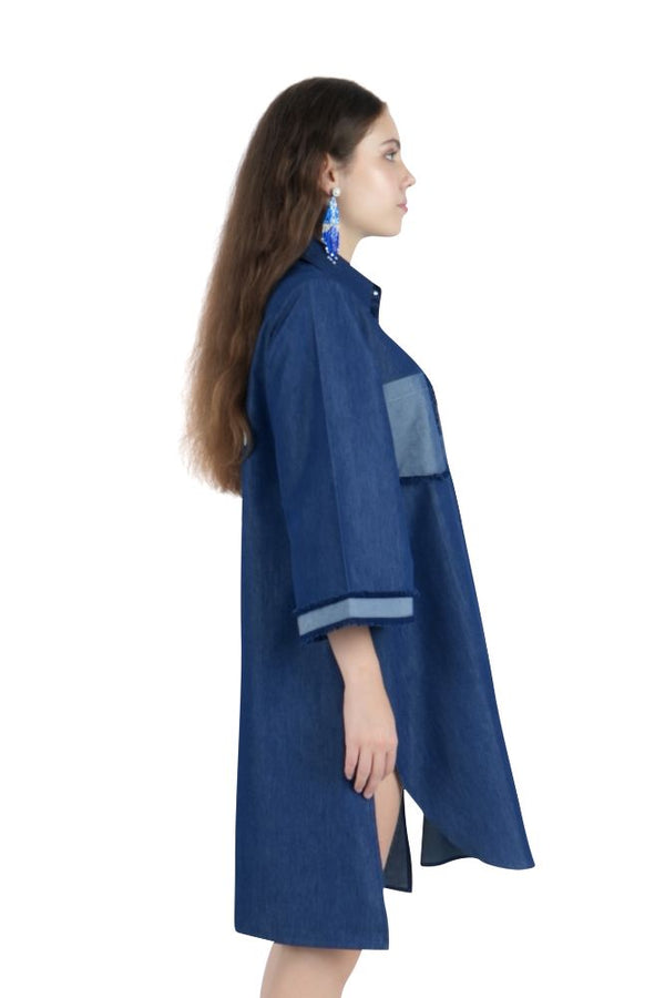 Denim Oversized Midi Shirt Dress