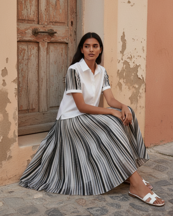 Organza Pleated Midi Dress