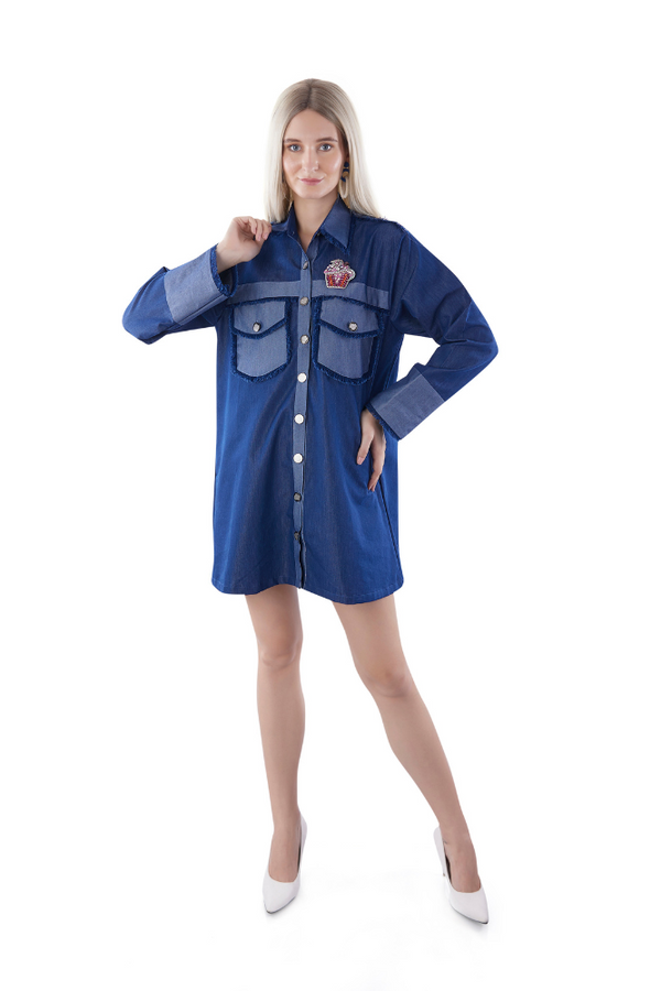 Full Sleeves Denim Shirt Dress