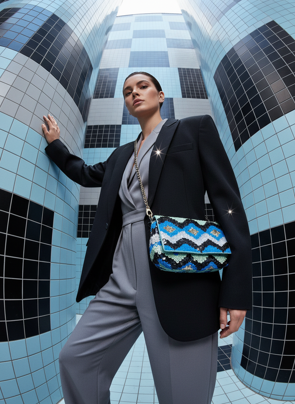 Zigzag Glitter Sling Bag