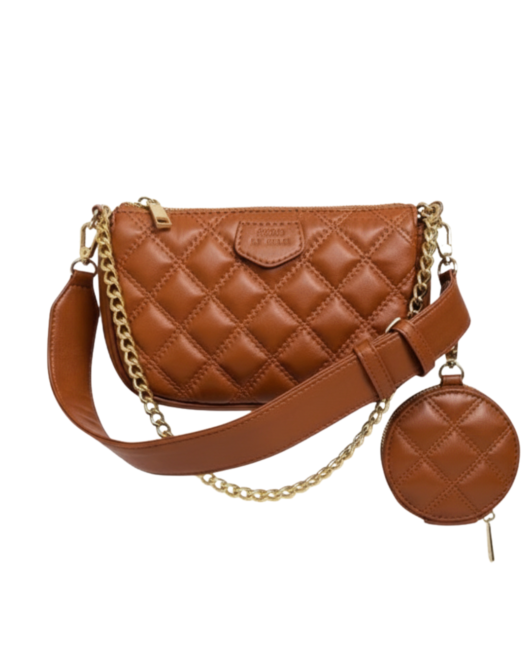 Brown Embroidered Combo Sling Bag