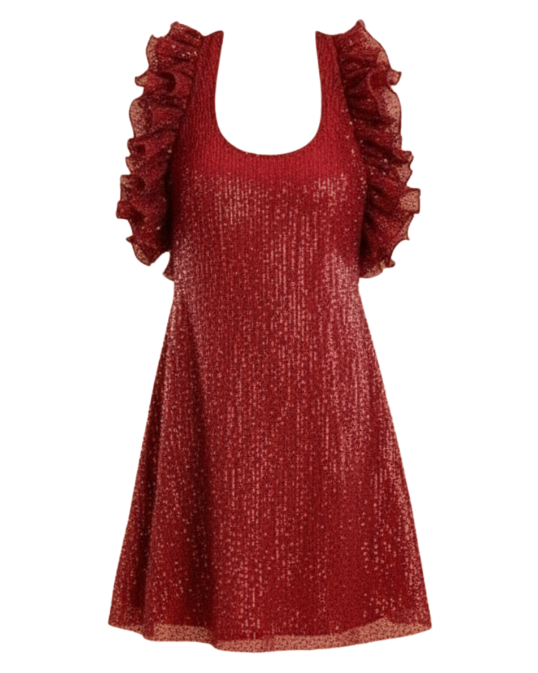 Red Sequin Halter Neck Dress