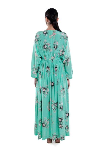 Printed Kaftan With Hand Embroidery