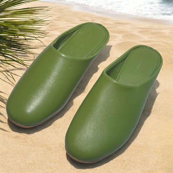 Green Loafers with rubber sole