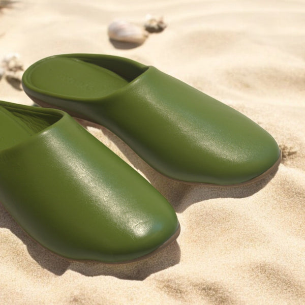 Green Loafers with rubber sole