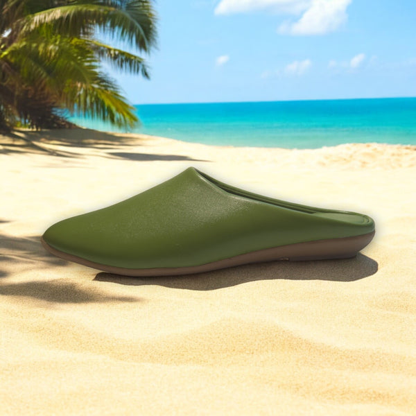 Green Loafers with rubber sole