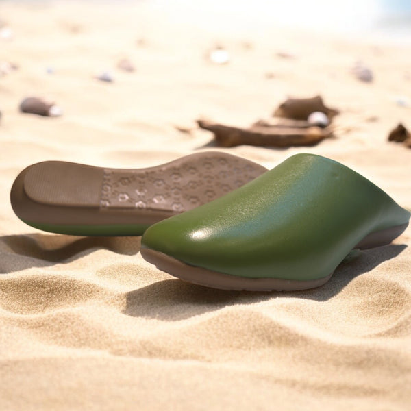 Green Loafers with rubber sole