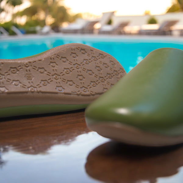Green Loafers with rubber sole