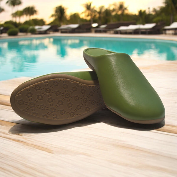 Green Loafers with rubber sole