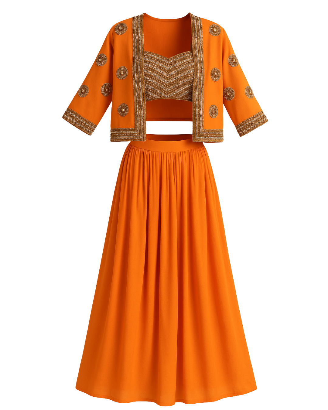 Hand Embroidered Blouse With Flowy Skirt