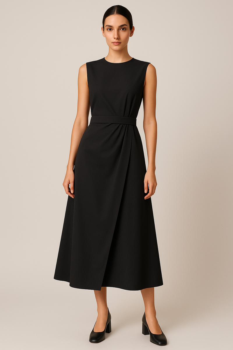 Black Wrap belt Dress - Refined elegance in a timeless silhouette