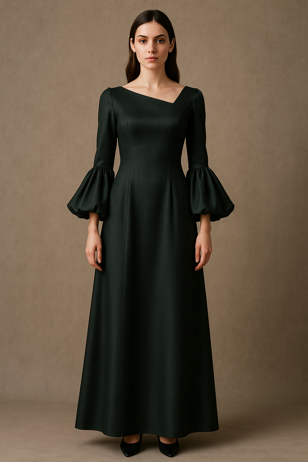 Balloon sleeves long dress