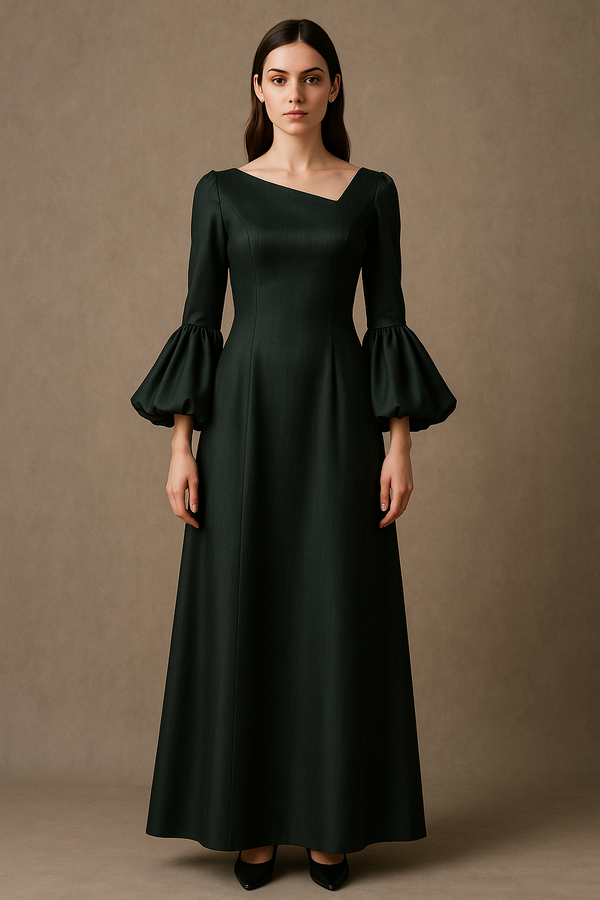 Long Balloon sleeve Dress