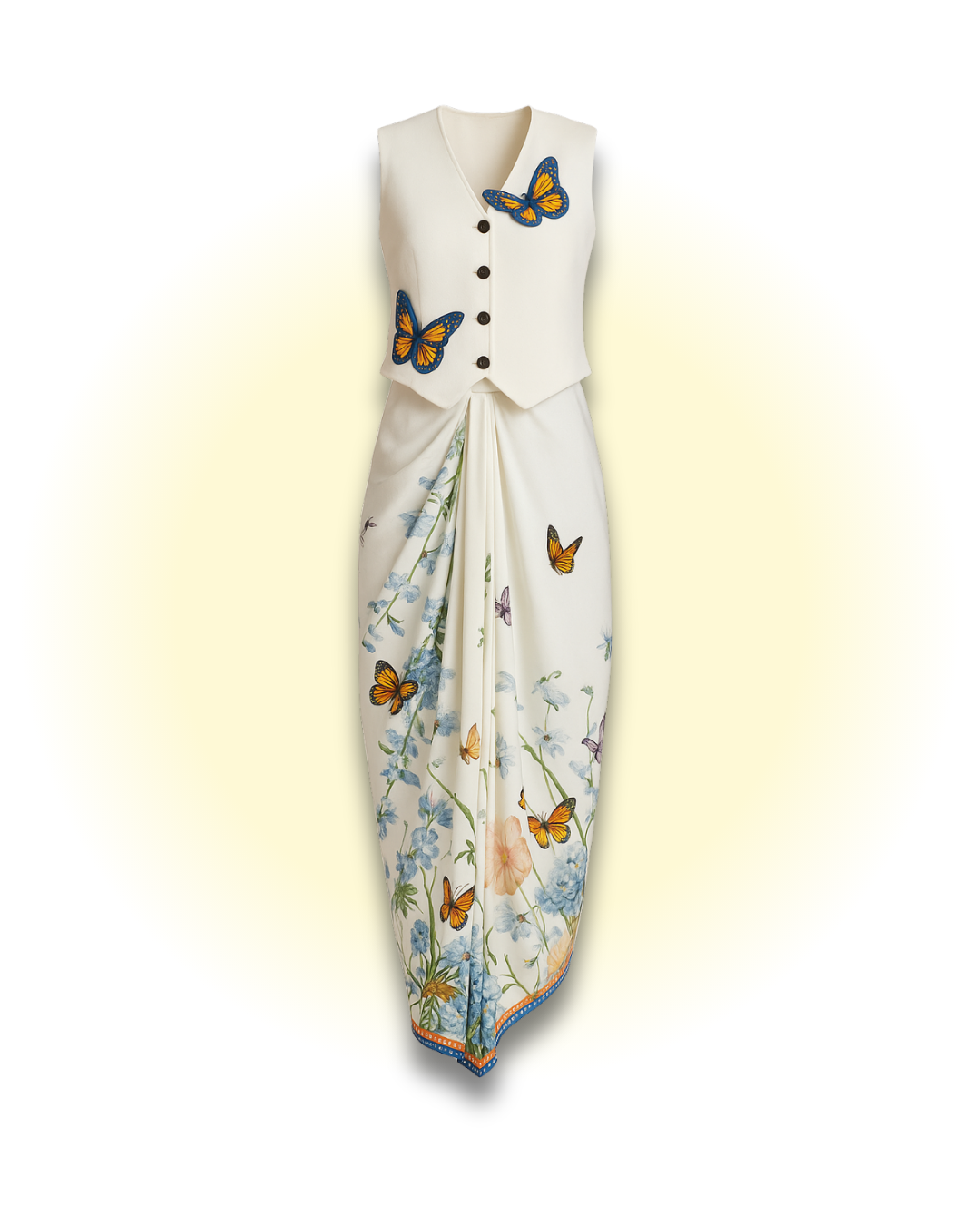 Butterfly Blossom Waistcoat and Draped Skirt