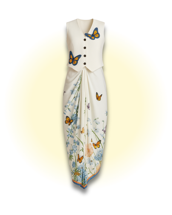 Butterfly Blossom Waistcoat and Draped Skirt
