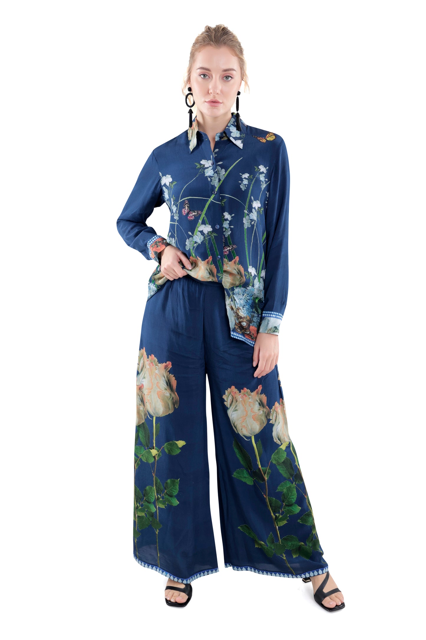 Midnight Floral Silk Co-ord set