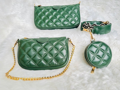 Green Embroidered Combo Sling Bag