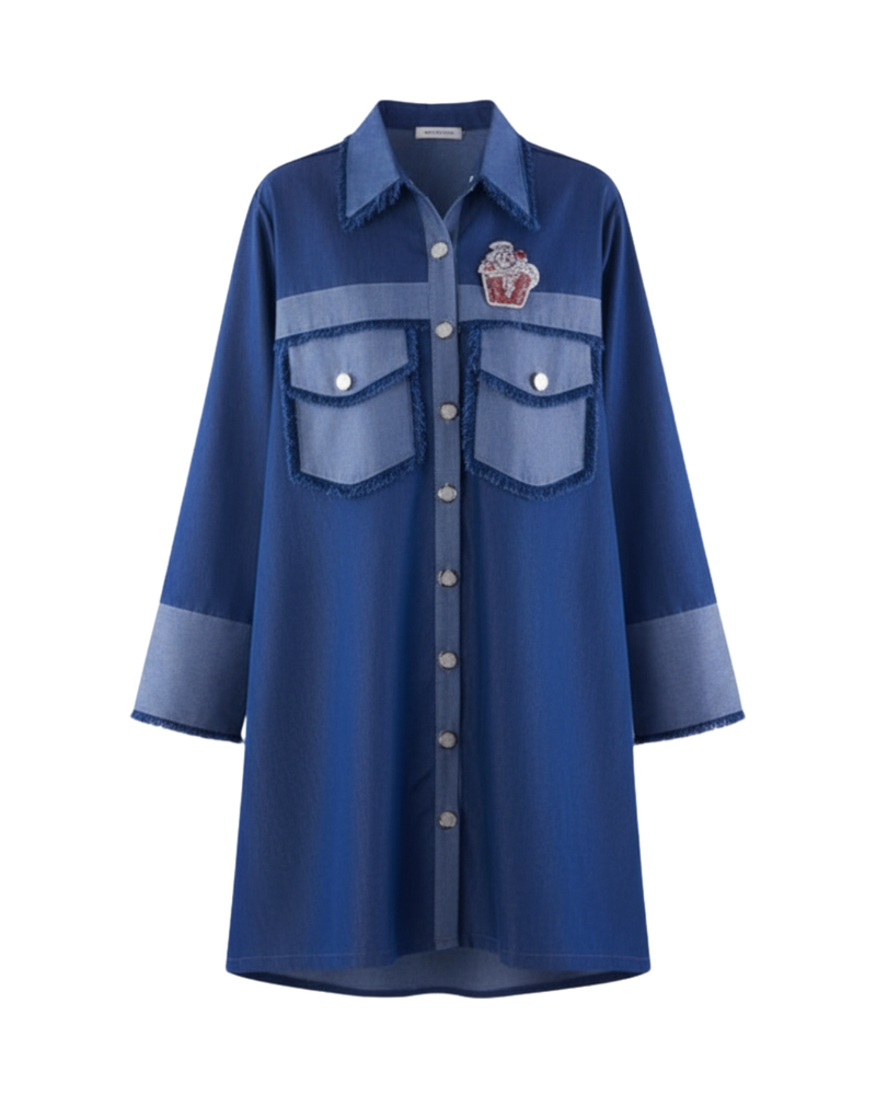 Full Sleeves Denim Shirt Dress