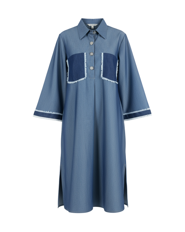 Washed Denim Oversized Midi Dress