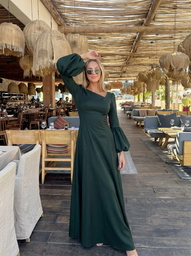 Long Balloon sleeve Dress