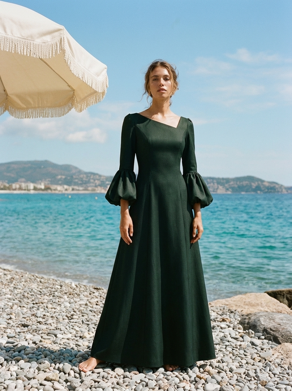 Long Balloon sleeve Dress