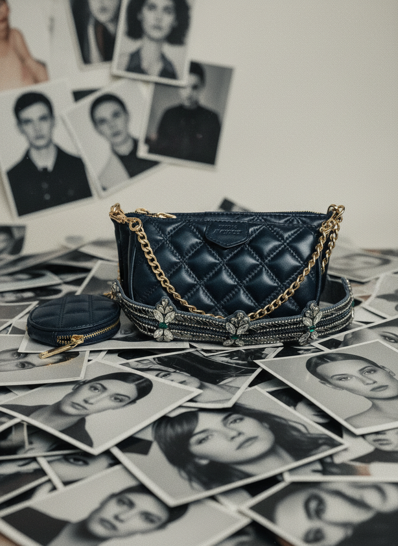 Blue Embroidered Combo Sling Bag