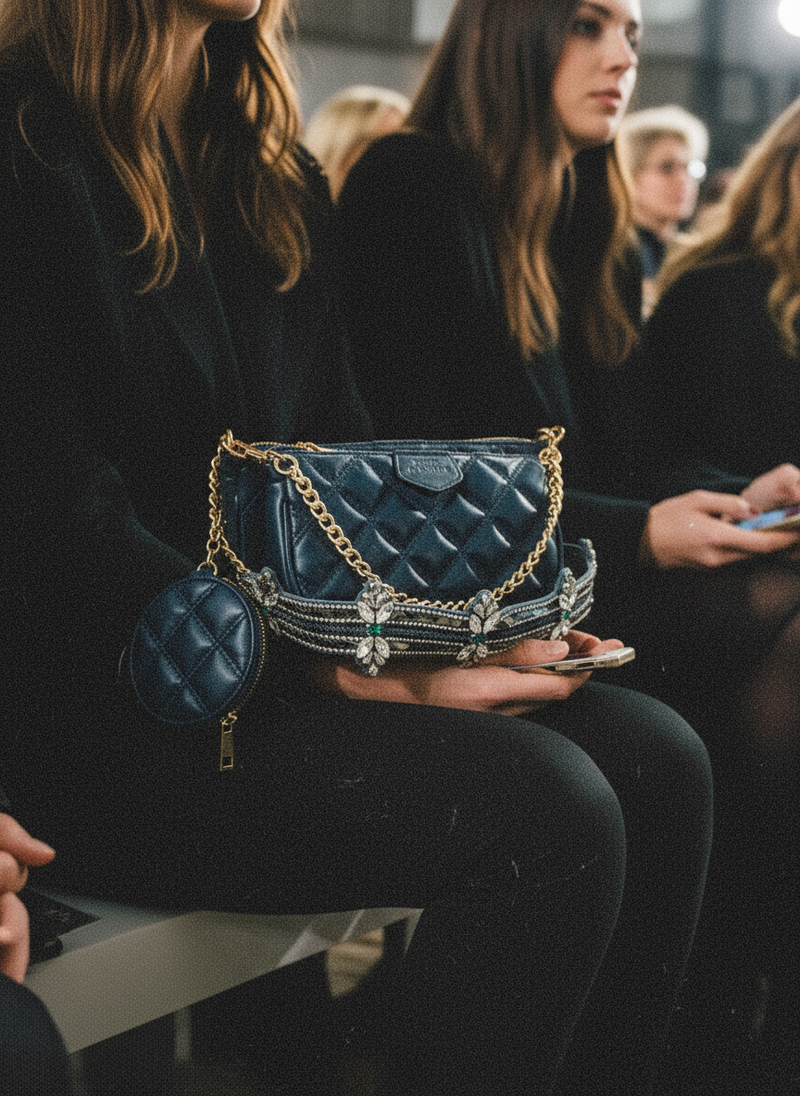 Blue Embroidered Combo Sling Bag